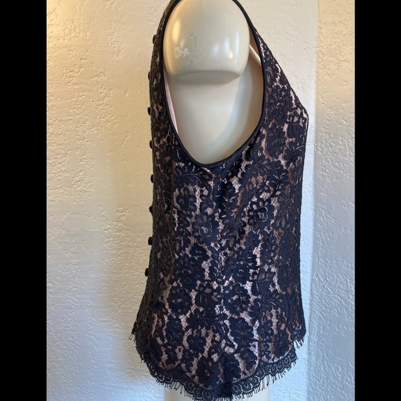 DONNA RICCO Y2K VTG Lace Black sleeveless top SZ 14 - Picture 3 of 6